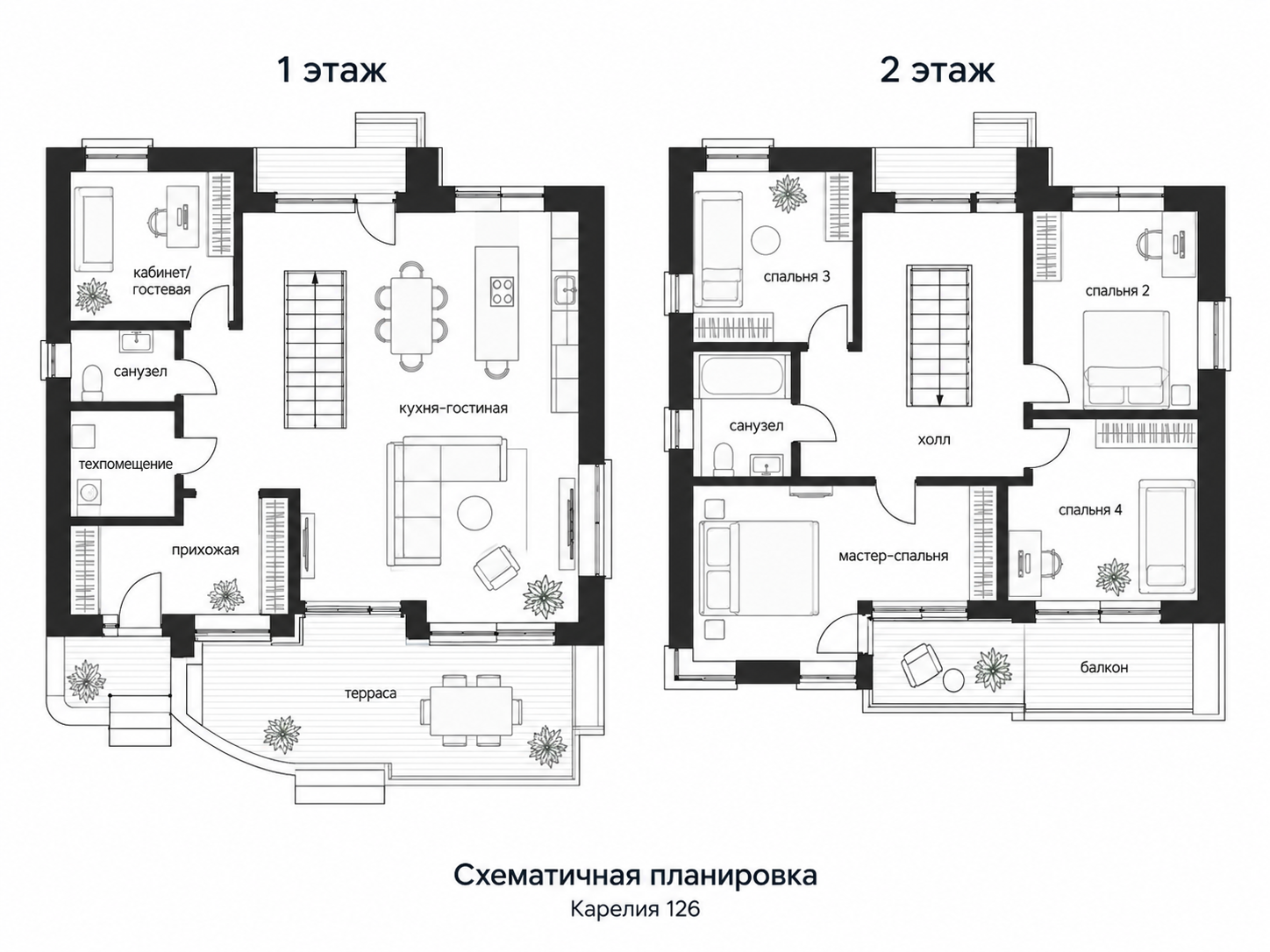 Схематичная планировка проекта Карелия 126