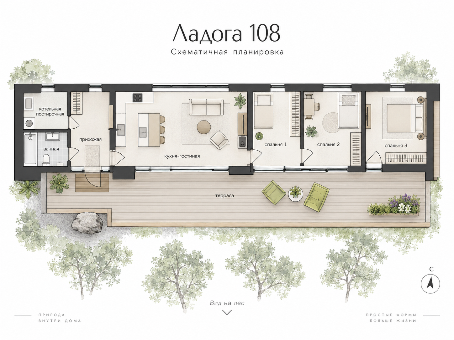 Схематичная планировка проекта Ладога 108